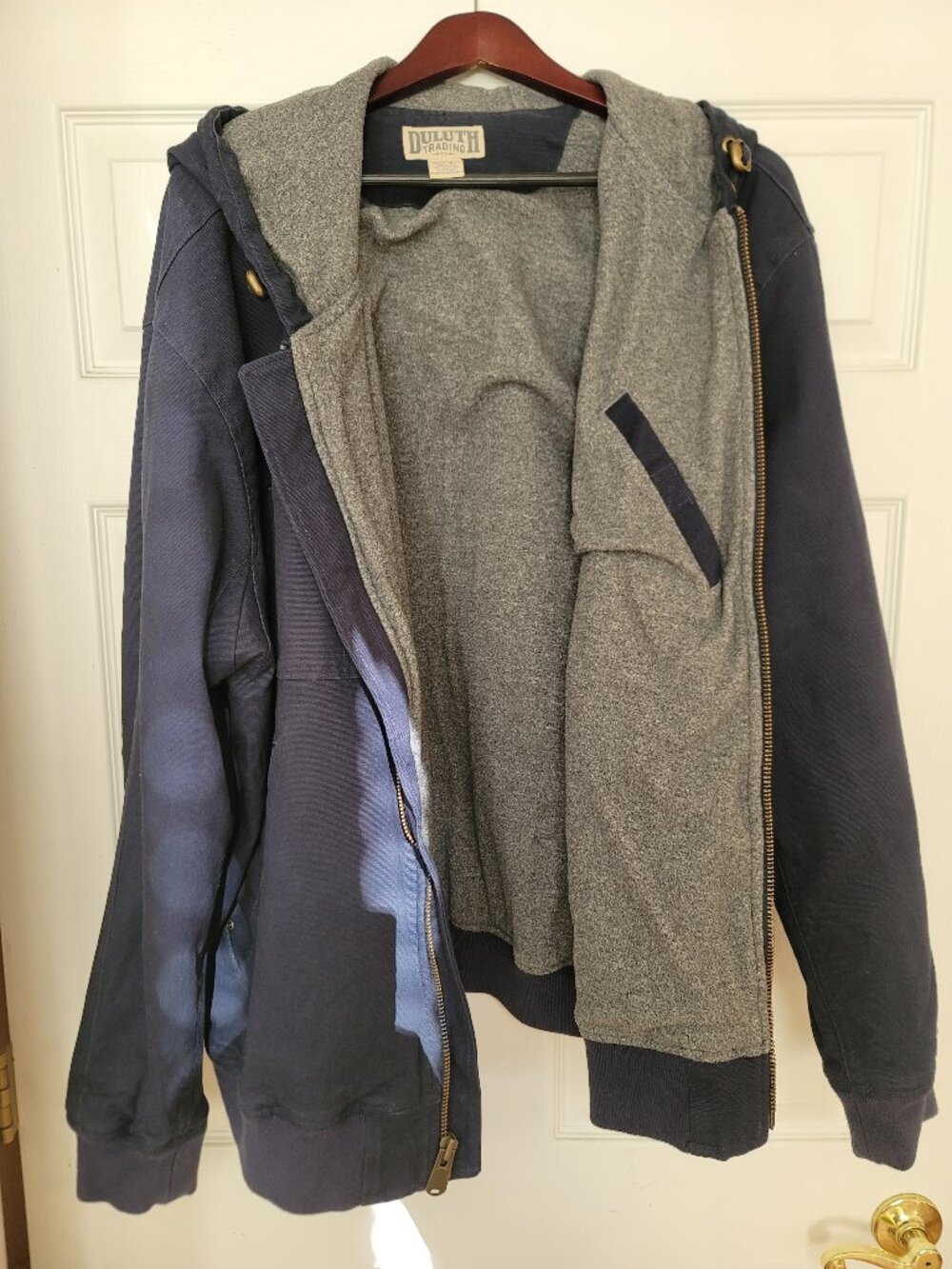 Duluth Trading Hooded Shirt Jac Mens 2XL Navy Fleece Lined Full Zip NWOT
